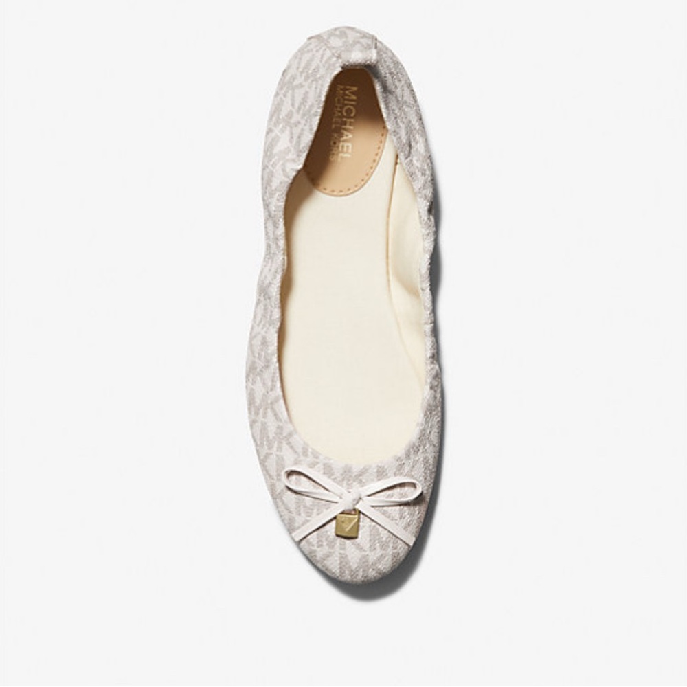 Michael Kors Cream Quilted Ballet Flats with Bow